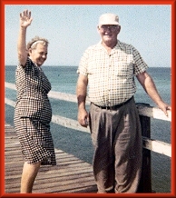 Mama and Daddy on the dock at either Destin or Fort Walton Beach on the Gulf Coast of Florida